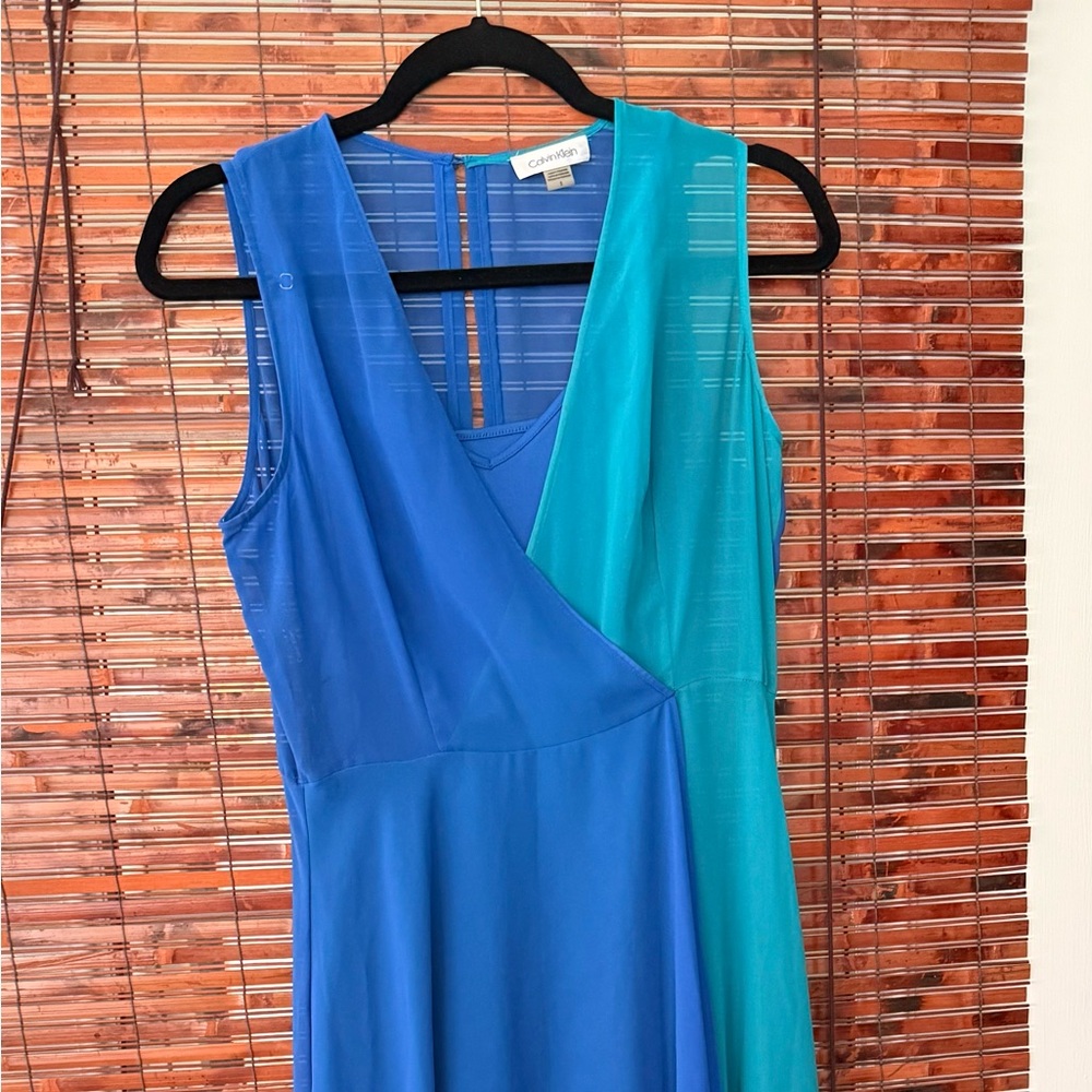 Calvin Klein Asymmetrical Blue Dress